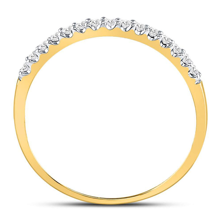 14k Yellow Gold Round Diamond Womens Slender Stackable Size 8 Wedding Band 1/6 Cttw