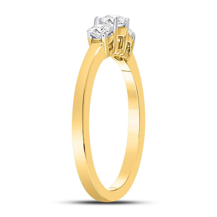 14kt Yellow Gold Womens Round Diamond 3-stone Bridal Wedding Engagement Ring 1/2 Cttw