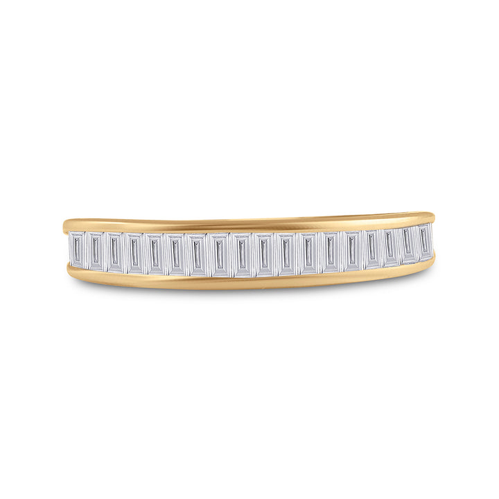 10kt Yellow Gold Womens Baguette Diamond Wedding Anniversary Band 1/2 Cttw