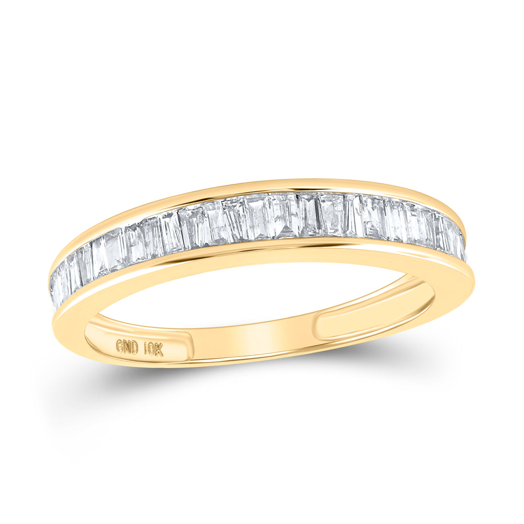 10kt Yellow Gold Womens Baguette Diamond Wedding Anniversary Band 1/2 Cttw