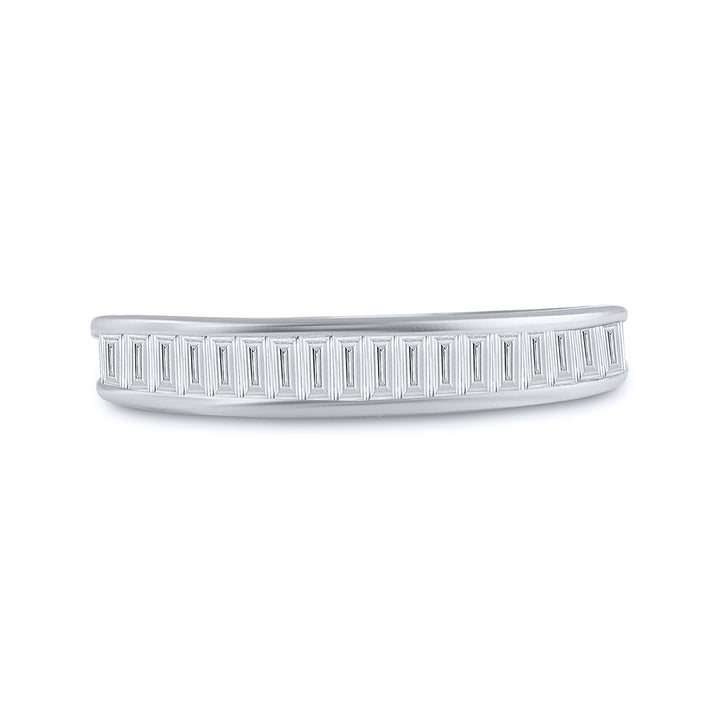 10kt White Gold Womens Baguette Diamond Wedding Anniversary Band 1/2 Cttw