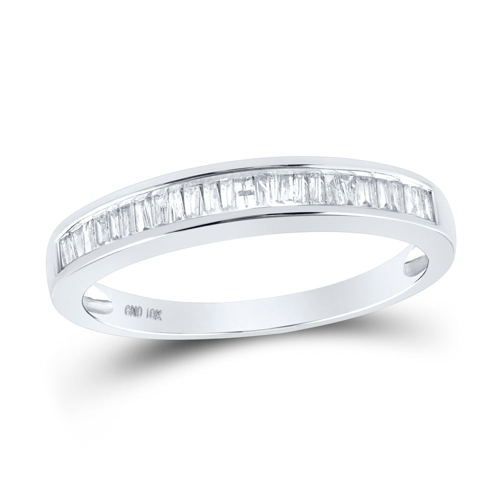 14kt White Gold Womens Baguette Diamond Wedding Band Ring 1/4 Cttw