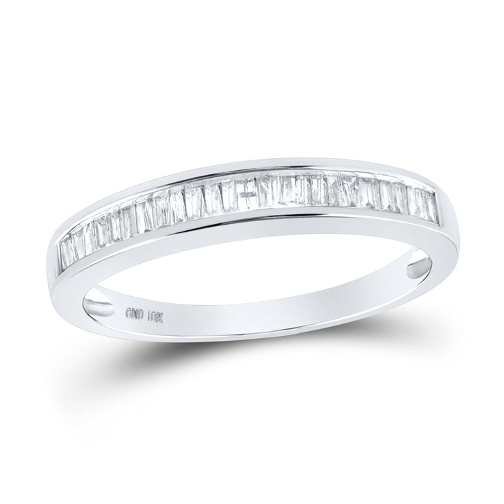 14kt White Gold Womens Baguette Diamond Wedding Band Ring 1/4 Cttw