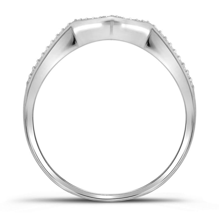 10kt White Gold Womens Diamond Cluster 3-Piece Bridal Wedding Engagement Ring Band Set 1/3 Cttw
