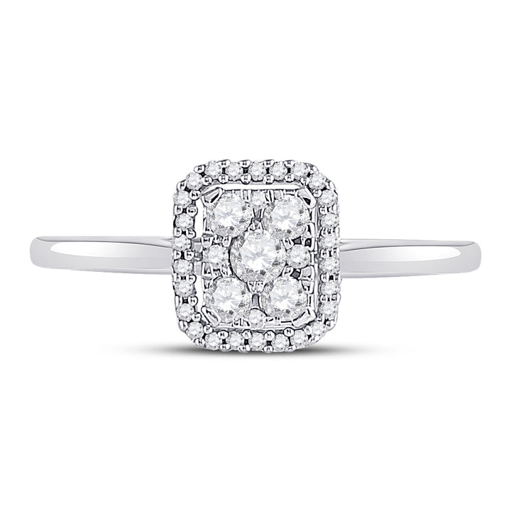 10kt White Gold Womens Round Diamond Square Cluster Ring 1/3 Cttw