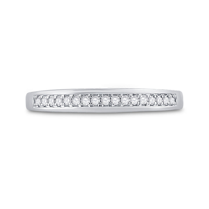 10kt White Gold Womens Round Diamond Wedding Band Ring 1/10 Cttw