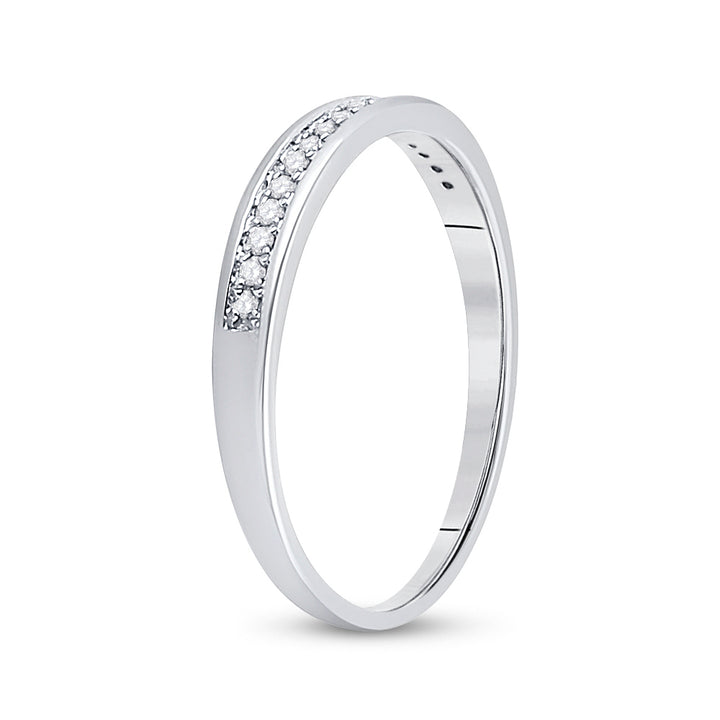 10kt White Gold Womens Round Diamond Wedding Band Ring 1/10 Cttw