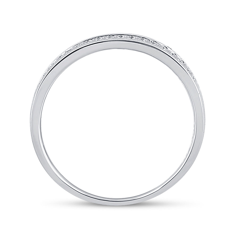10kt White Gold Womens Round Diamond Wedding Band Ring 1/10 Cttw