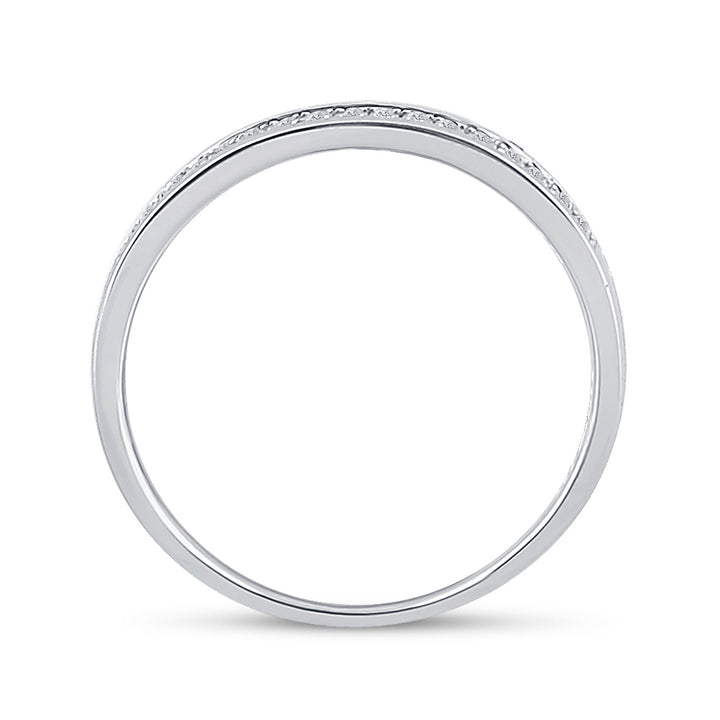 10kt White Gold Womens Round Diamond Wedding Band Ring 1/10 Cttw