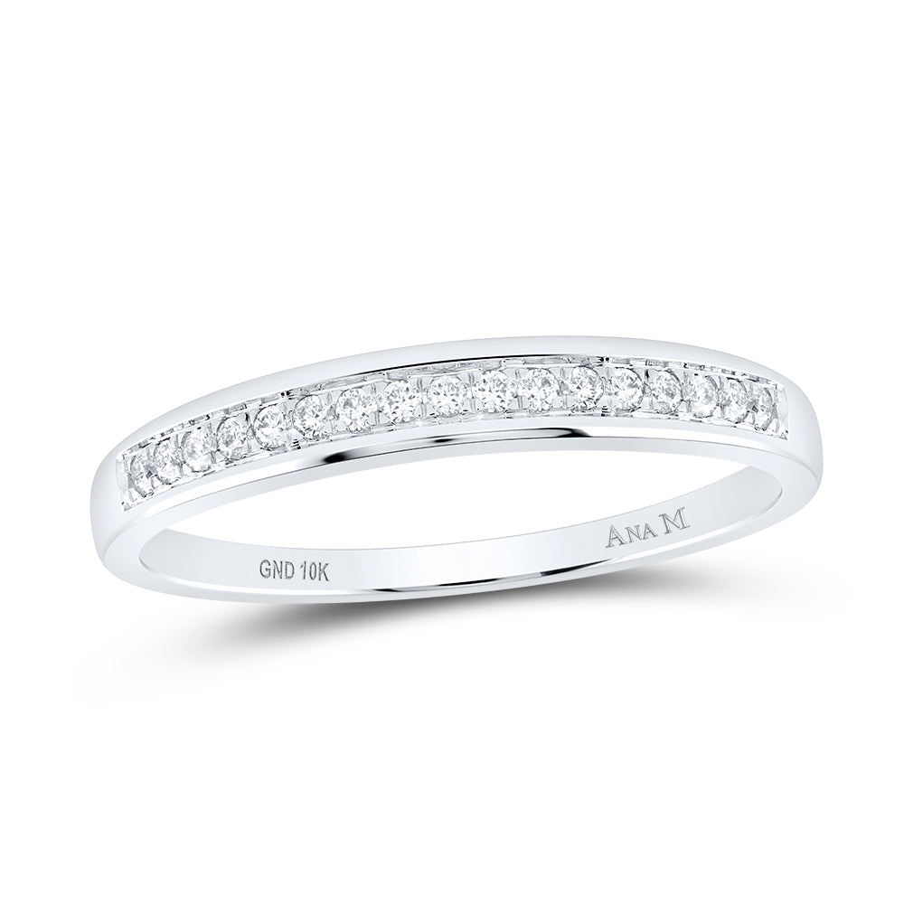 10kt White Gold Womens Round Diamond Wedding Band Ring 1/10 Cttw