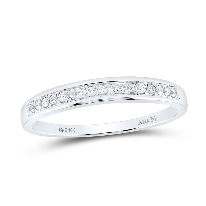 10kt White Gold Womens Round Diamond Wedding Band Ring 1/10 Cttw