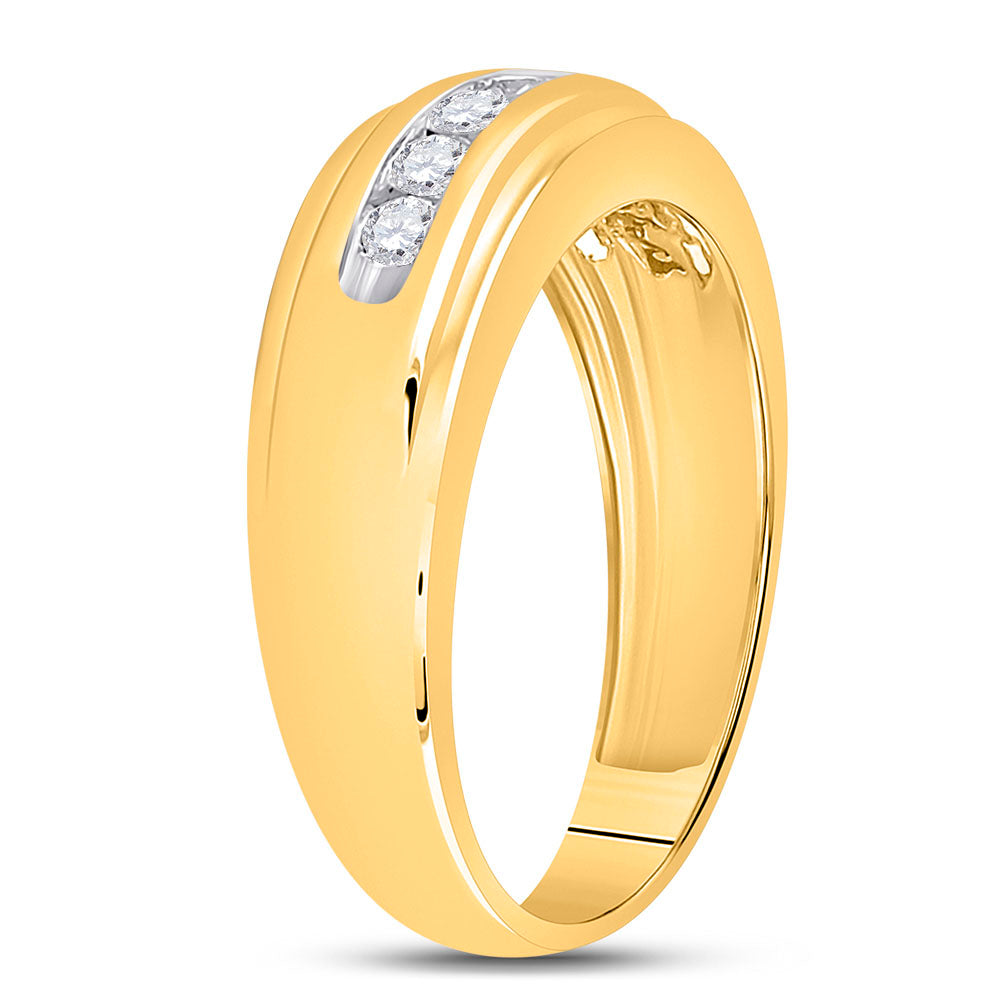 10kt Yellow Gold Mens Round Diamond Wedding Channel Set Band Ring 1/2 Cttw
