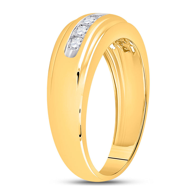 10kt Yellow Gold Mens Round Diamond Wedding Channel Set Band Ring 1/2 Cttw