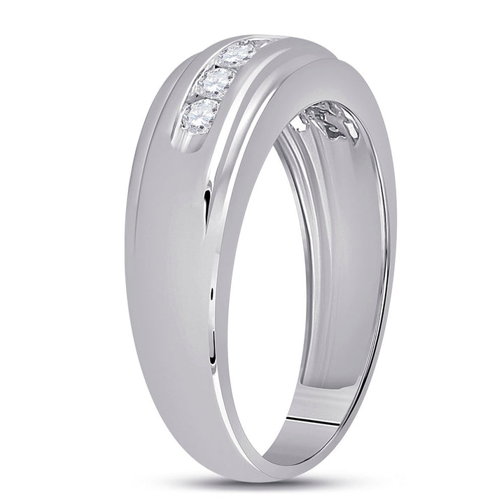 10kt White Gold Mens Round Diamond Wedding Band Ring 1/2 Cttw