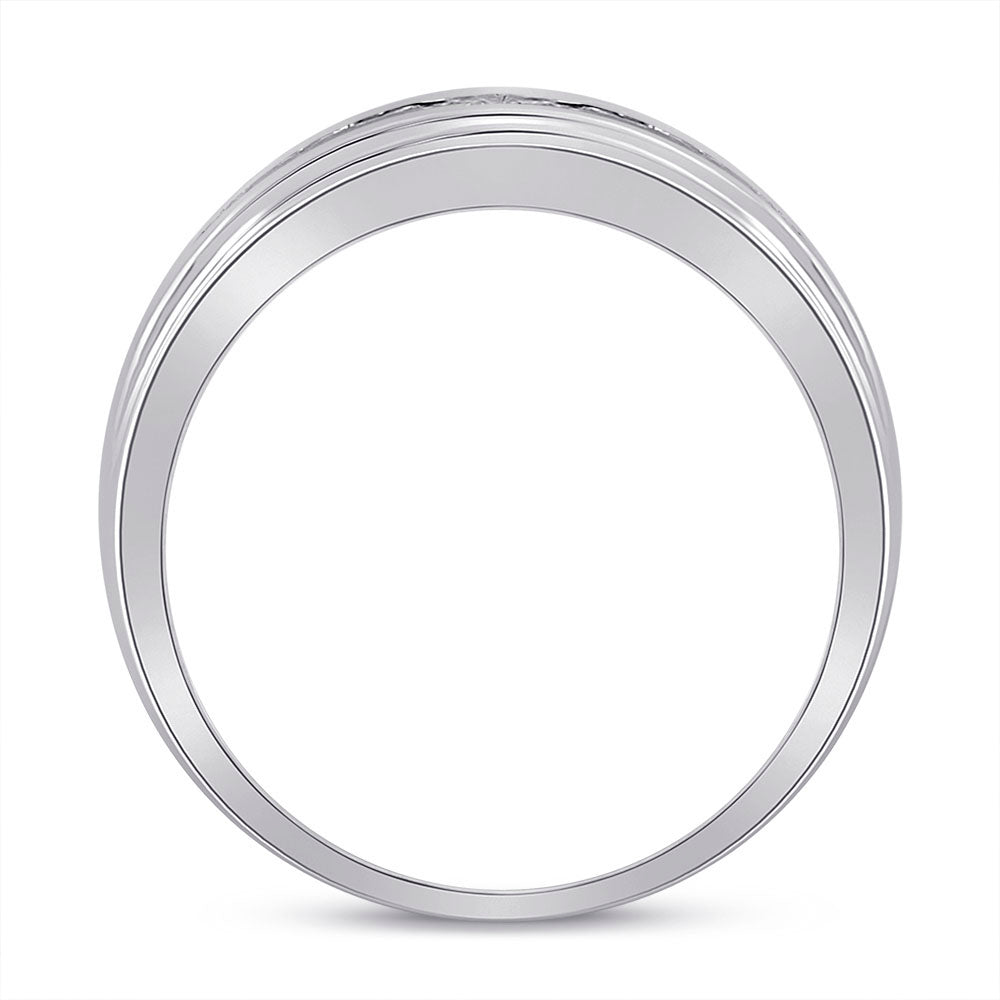 10kt White Gold Mens Round Diamond Wedding Band Ring 1/2 Cttw