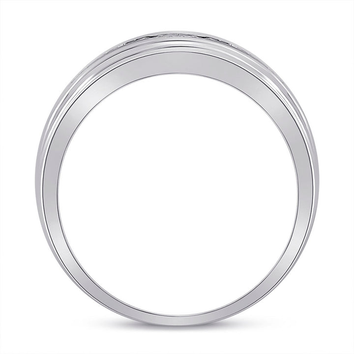 10kt White Gold Mens Round Diamond Wedding Band Ring 1/2 Cttw