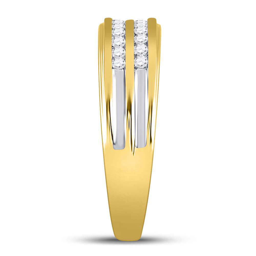 10kt Yellow Gold His & Hers Round Diamond Cluster Matching Bridal Wedding Ring Band Set 1-1/5 Cttw