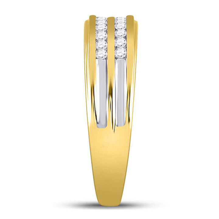 10kt Yellow Gold His & Hers Round Diamond Cluster Matching Bridal Wedding Ring Band Set 1-1/5 Cttw