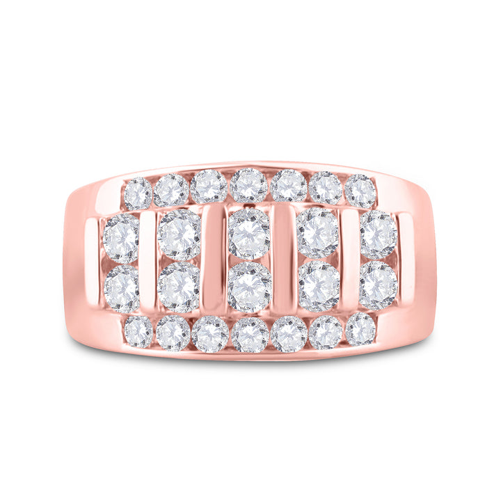 14kt Rose Gold Mens Round Diamond Wedding Channel Set Band Ring 2.00 Cttw
