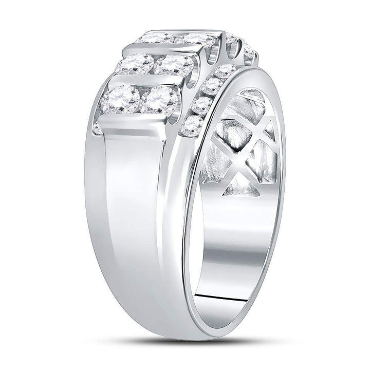 14kt White Gold Mens Round Diamond Wedding Channel Set Band Ring 2.00 Cttw