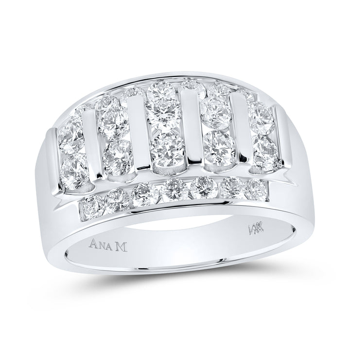 14kt White Gold Mens Round Diamond Wedding Channel Set Band Ring 2.00 Cttw