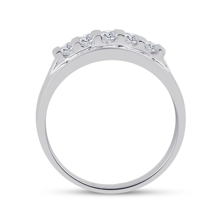 14kt White Gold Mens Round Diamond Wedding Channel Set Band Ring 1.00 Cttw