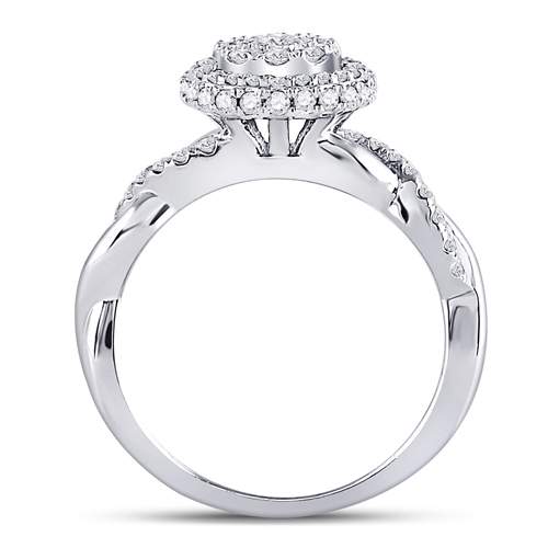 10kt White Gold Womens Round Diamond Cluster Bridal Wedding Engagement Ring 3/4 Cttw