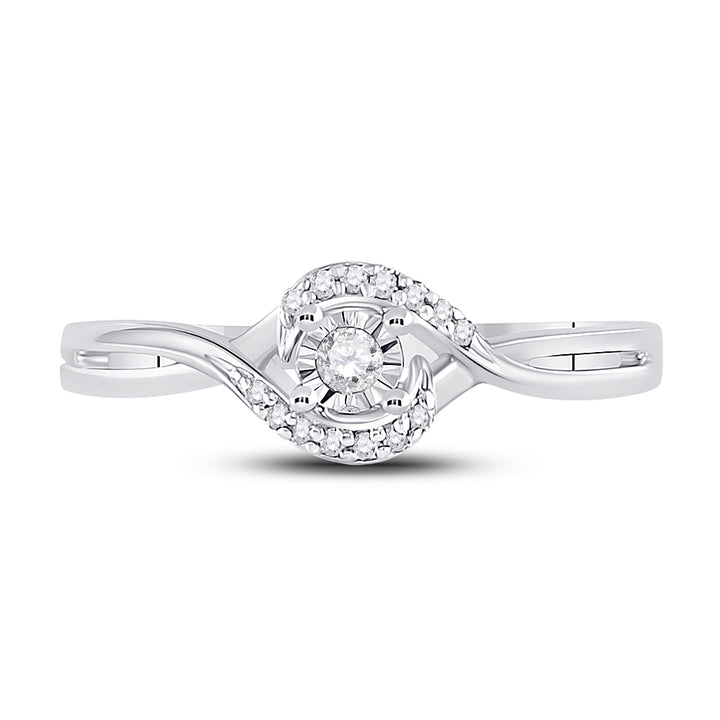 10kt White Gold Womens Round Diamond Solitaire Promise Bridal Ring 1/10 Cttw