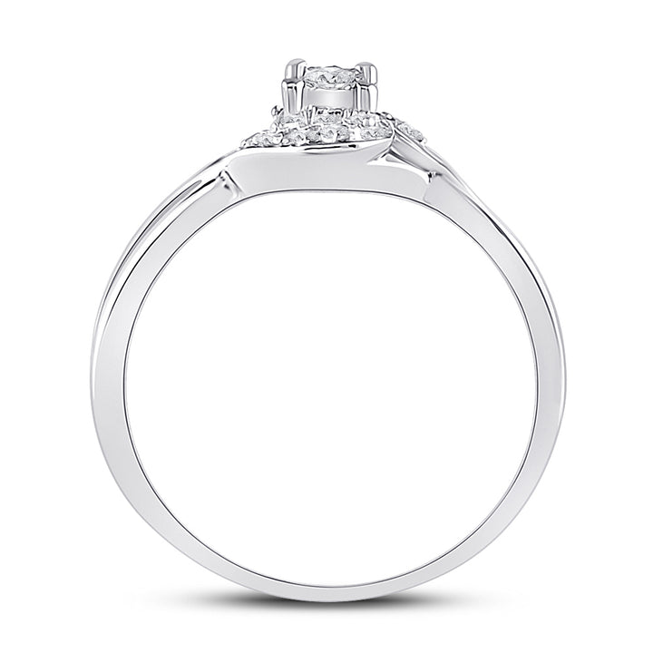 10kt White Gold Womens Round Diamond Solitaire Promise Bridal Ring 1/10 Cttw