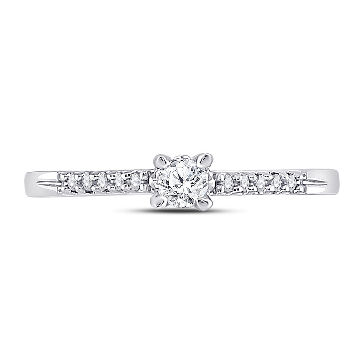 10kt White Gold Womens Round Diamond Solitaire Promise Bridal Ring 1/8 Cttw