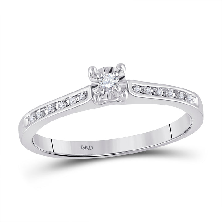 10kt White Gold Womens Round Diamond Solitaire Bridal Wedding Engagement Ring 1/10 Cttw