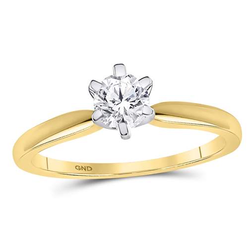 14kt Yellow Gold Womens Round Diamond Solitaire Bridal Wedding Engagement Ring 1/2 Cttw