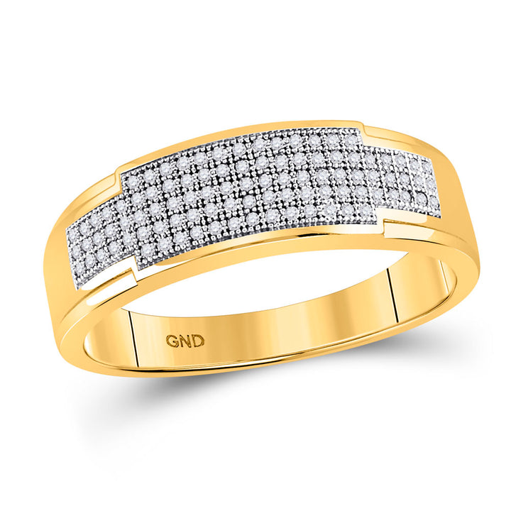 10kt Yellow Gold His Hers Round Diamond Cluster Matching Bridal Wedding Ring Band Set 1/2 Cttw