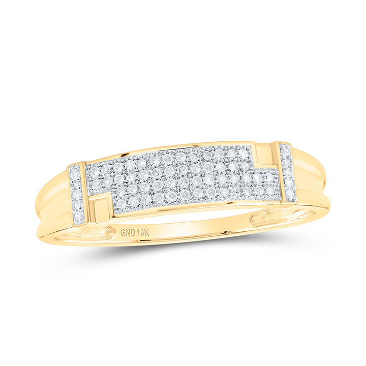 10kt Yellow Gold His & Hers Round Diamond Square Cluster Matching Bridal Wedding Ring Band Set 1/2 Cttw