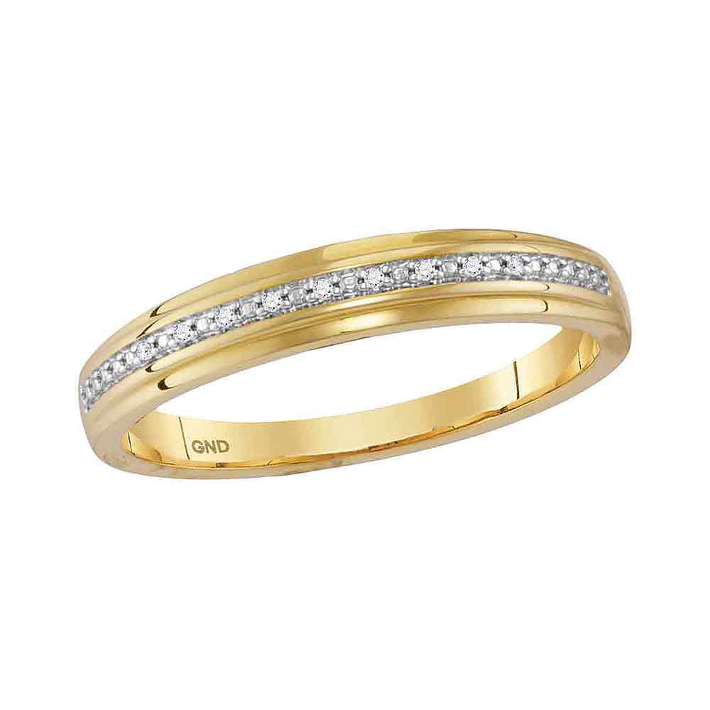 10kt Yellow Gold His & Hers Round Diamond Cluster Matching Bridal Wedding Ring Band Set 1/10 Cttw