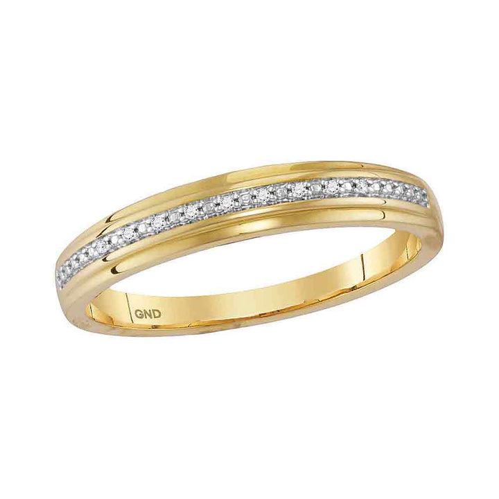 10kt Yellow Gold His & Hers Round Diamond Cluster Matching Bridal Wedding Ring Band Set 1/10 Cttw
