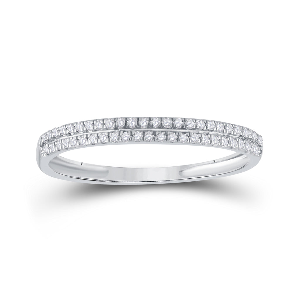 10kt White Gold Womens Round Diamond Slender Double Row Band 1/6 Cttw