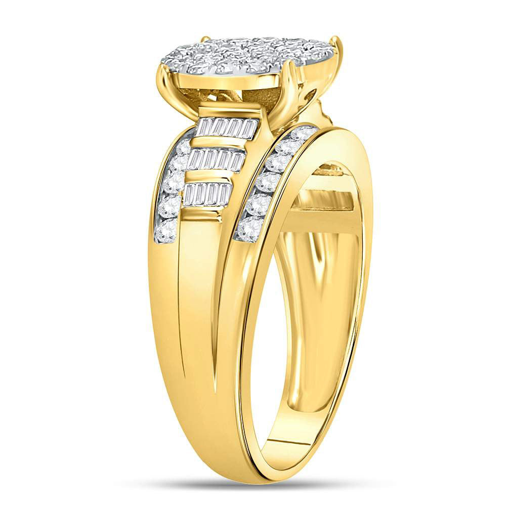 10kt Yellow Gold Womens Round Diamond Oval Bridal Wedding Engagement Ring 1.00 Cttw