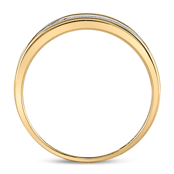10k Yellow Gold Mens Round Diamond Micropave Wedding Anniversary Band Ring 1/3 Cttw
