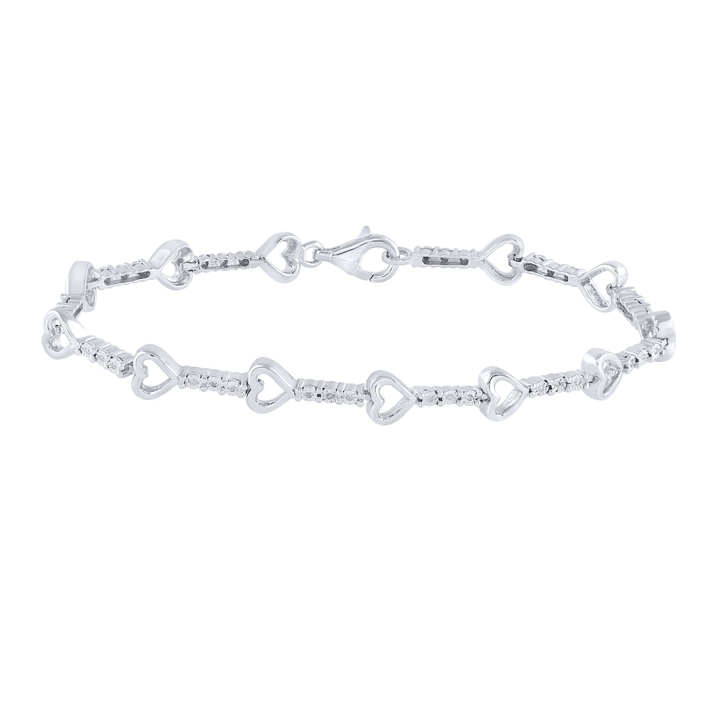 Sterling Silver Women's Diamond Bracelet 1/10 ctw - view 2
