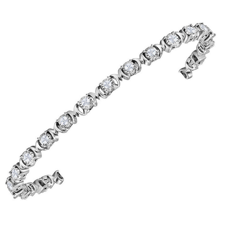 Sterling Silver Women's Diamond Mom Mother Bracelet 1 ctw