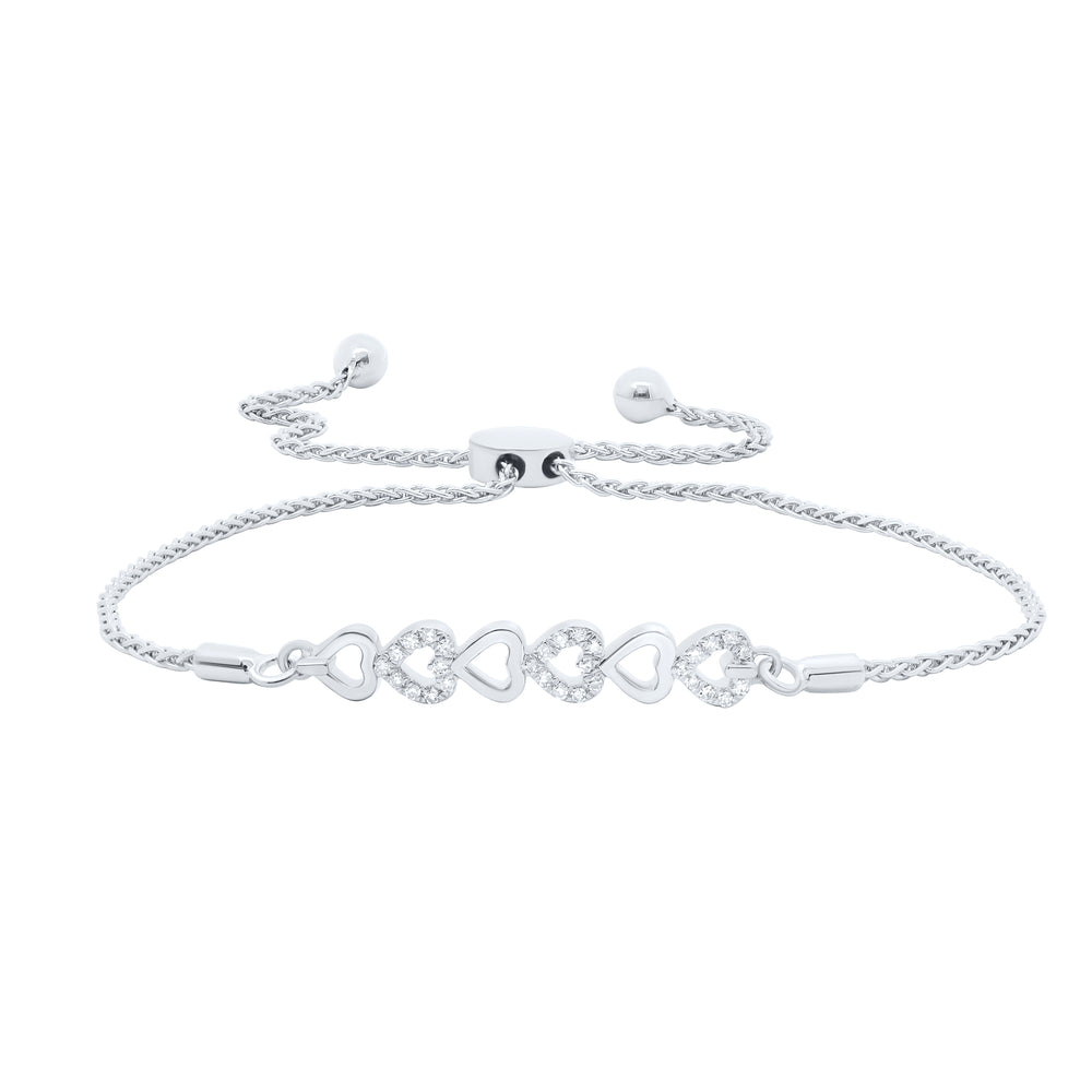 Sterling Silver Women's Diamond Infinity Bolo Bracelet 1/20 ctw - view 2
