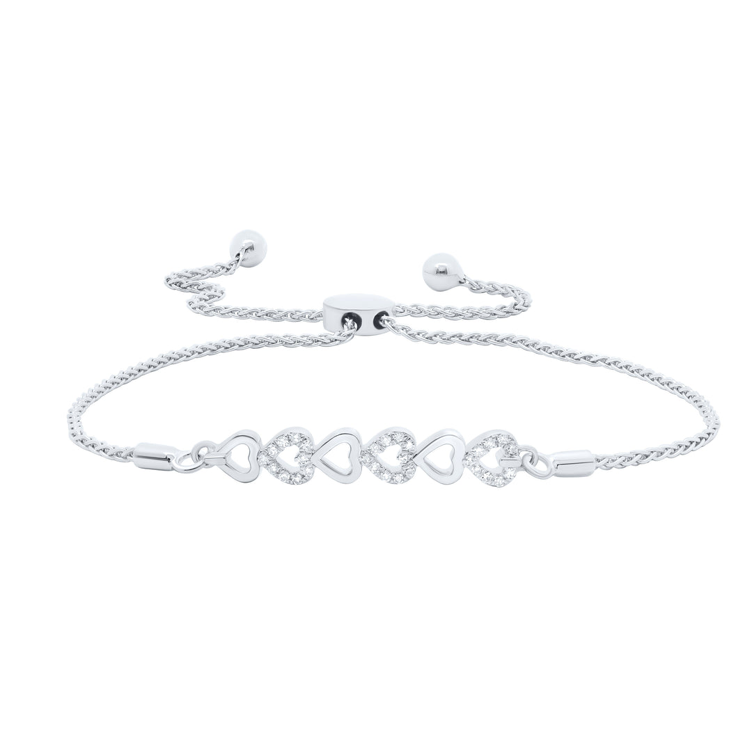 Sterling Silver Women's Diamond Infinity Bolo Bracelet 1/20 ctw - view 2