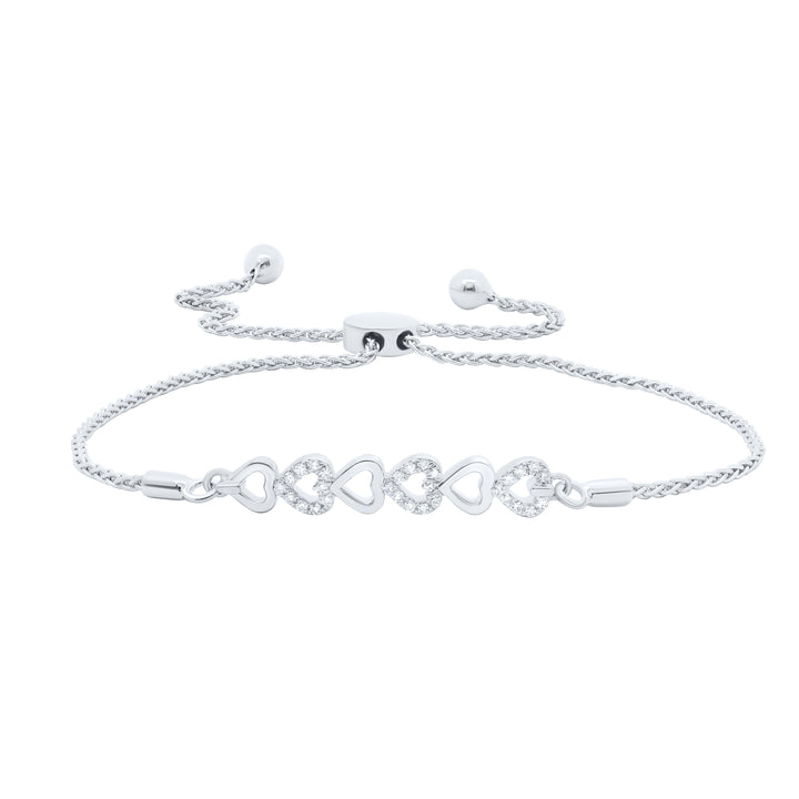 Sterling Silver Women's Diamond Infinity Bolo Bracelet 1/20 ctw - view 2