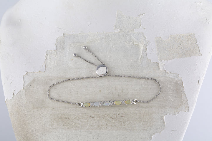Sterling Silver Women's Diamond X and O Bolo Bracelet 1 ctw