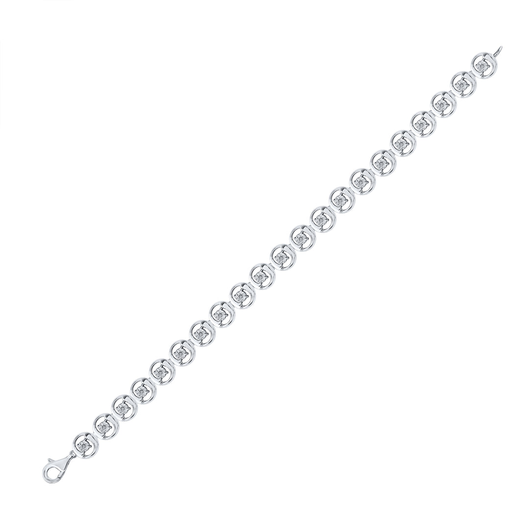 Sterling Silver Women's Diamond Bracelet 1/6 ctw