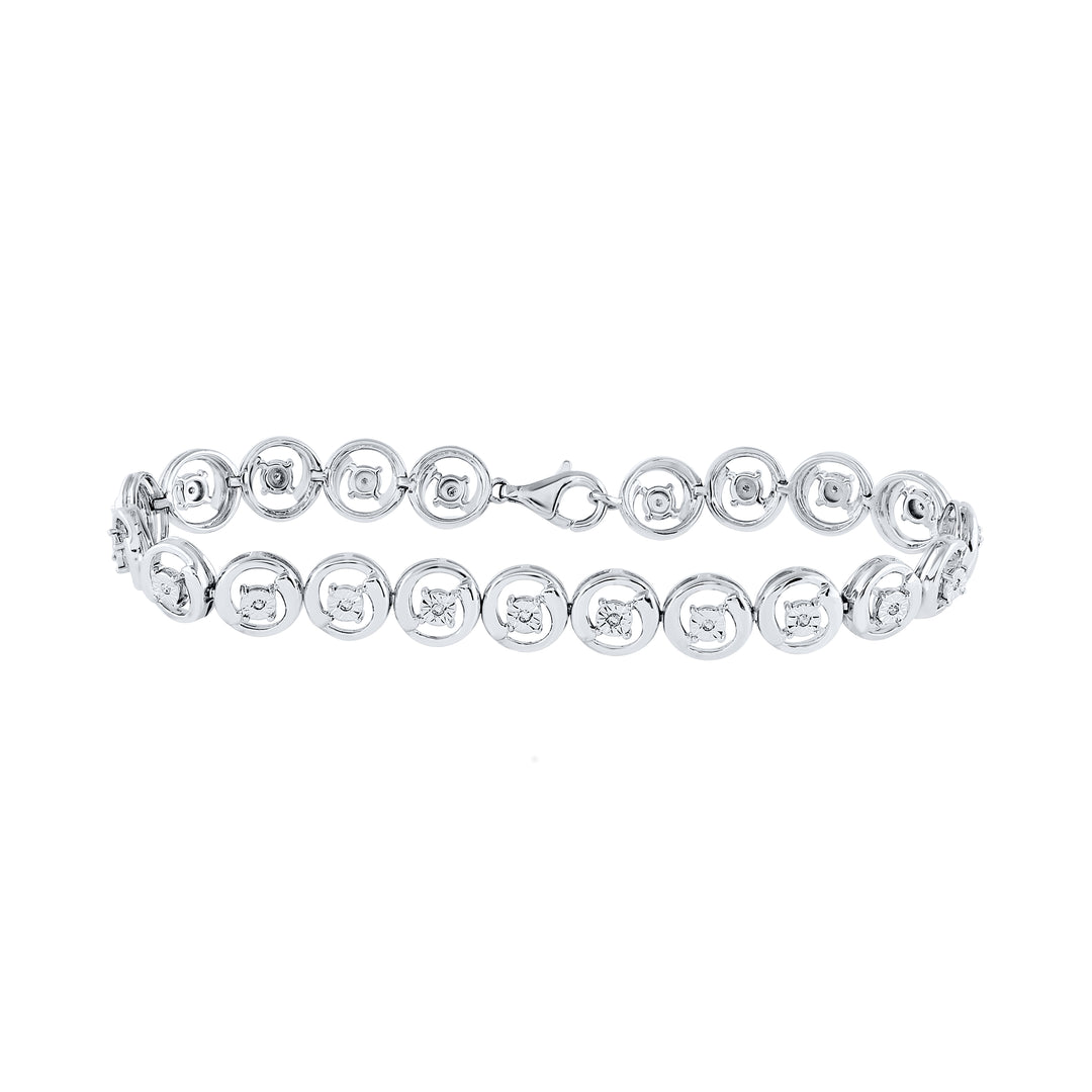 Sterling Silver Women's Diamond Bracelet 1/6 ctw - view 3