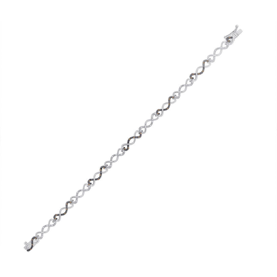 Sterling Silver Women's Black Color Enhanced Diamond Infinity Bracelet 1/4 ctw - view 2