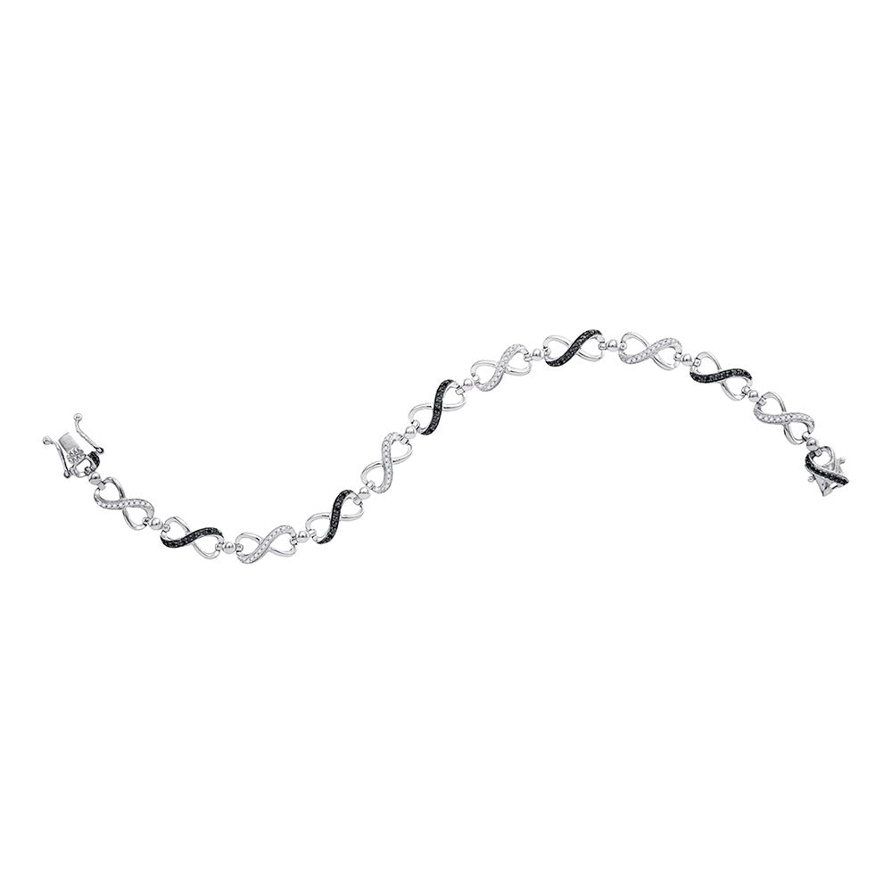 Sterling Silver Women's Colored Black Diamond Bracelet 1/3 ctw