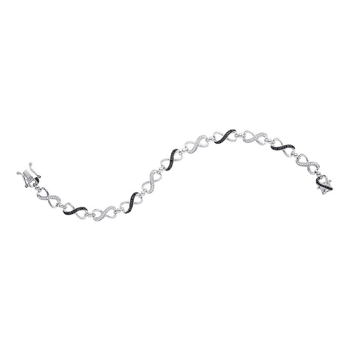 Sterling Silver Women's Colored Black Diamond Bracelet 1/3 ctw